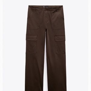 COPY - Zara Satun Effect Cargo pants in chocolate brown
